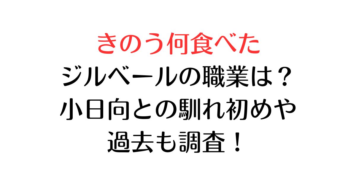 きのう何食べたジルベールの職業は？小日向との馴れ初めや過去も調査！